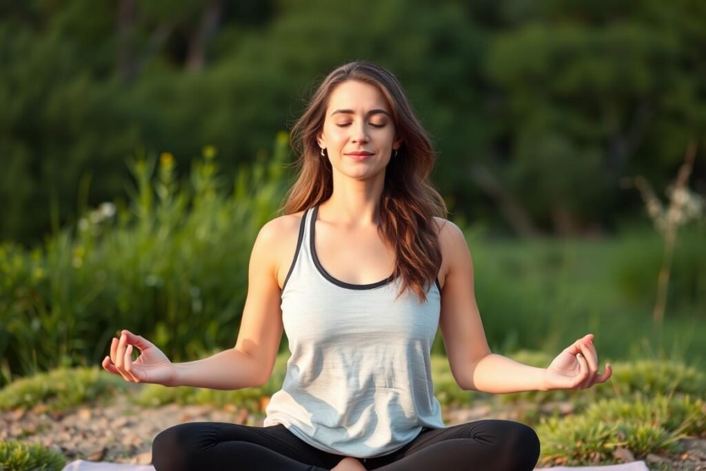 Seseorang melakukan yoga untuk keseimbangan emosi dan mengurangi stres